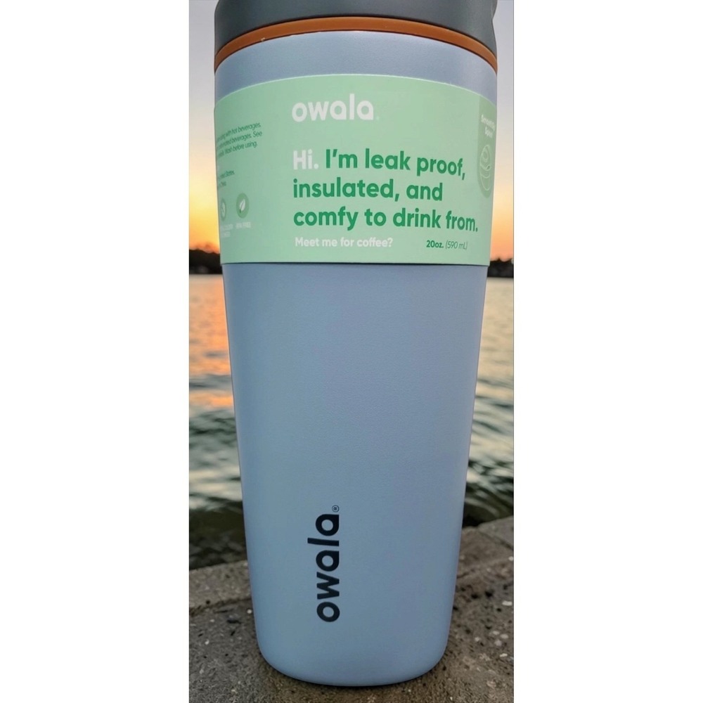 NEW Owala Smooth Sip Slider 20oz Stainless Steel Tumbler in Lakeside - Picture 2 of 7